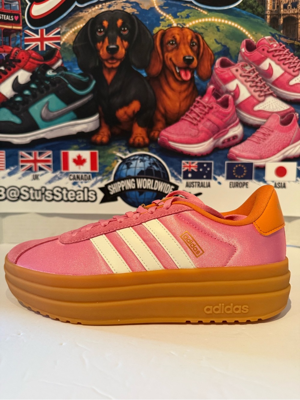 adidas Kids Pink and Orange Platform Sneakers 6.5W/5Y - Picture 2 of 10